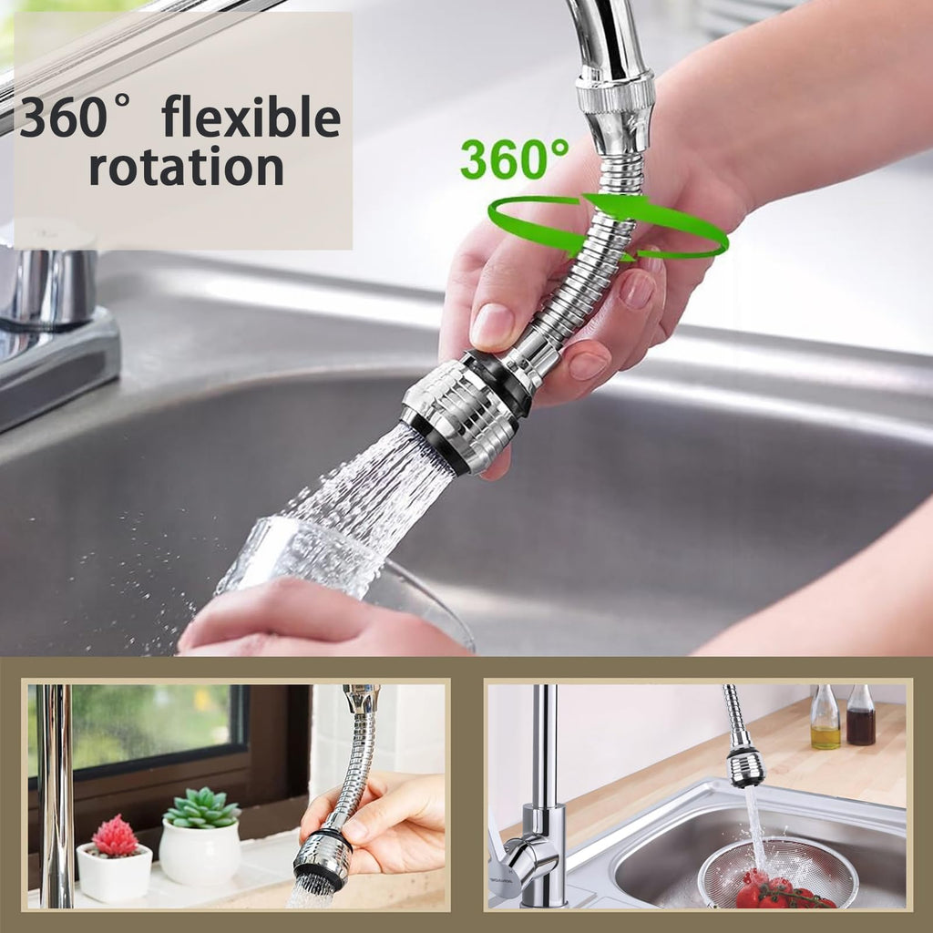 Grifo Extensor Flexible Giratorio 360° – Más Alcance, Ahorro de Agua y Limpieza Total en tu Cocina 🚰✨